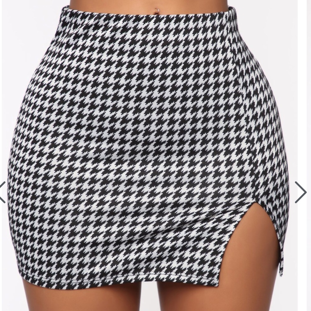 Houndstooth pattern Plaid black white mini shirt
